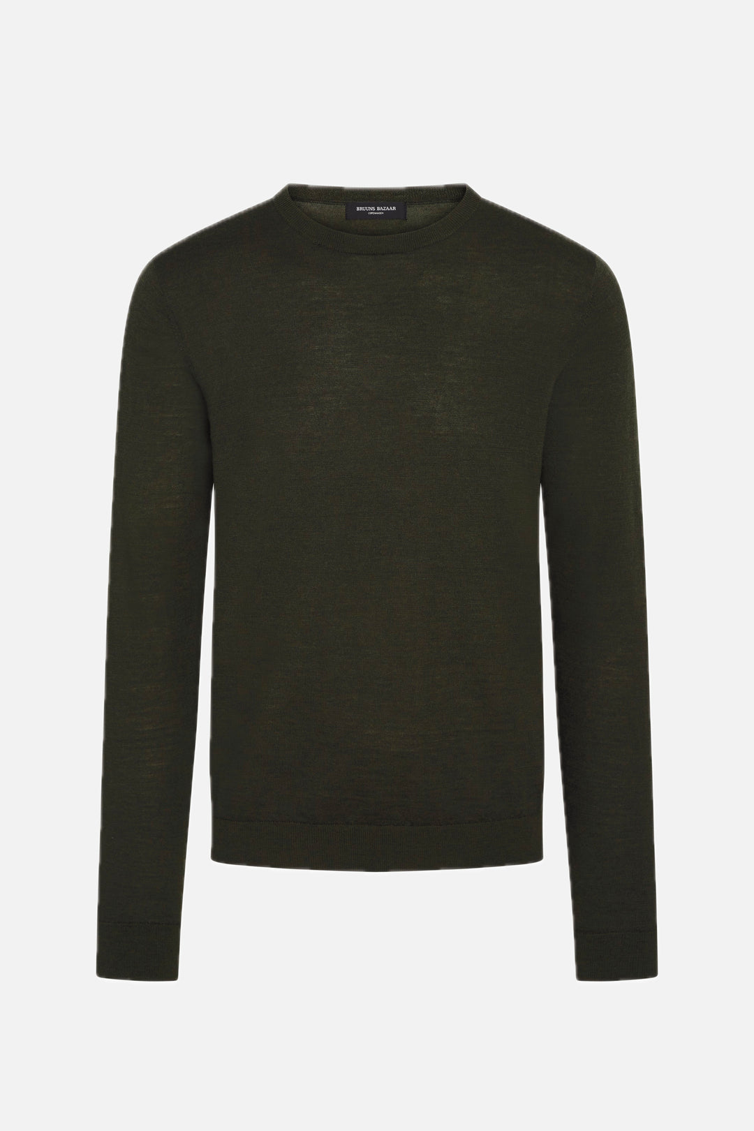 Bruuns Bazaar Men CharlesBB Crew Neck Strik Dark green