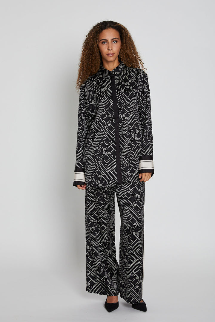 Bruuns Bazaar Women FloretBBRina pants Bukser Dark logo print