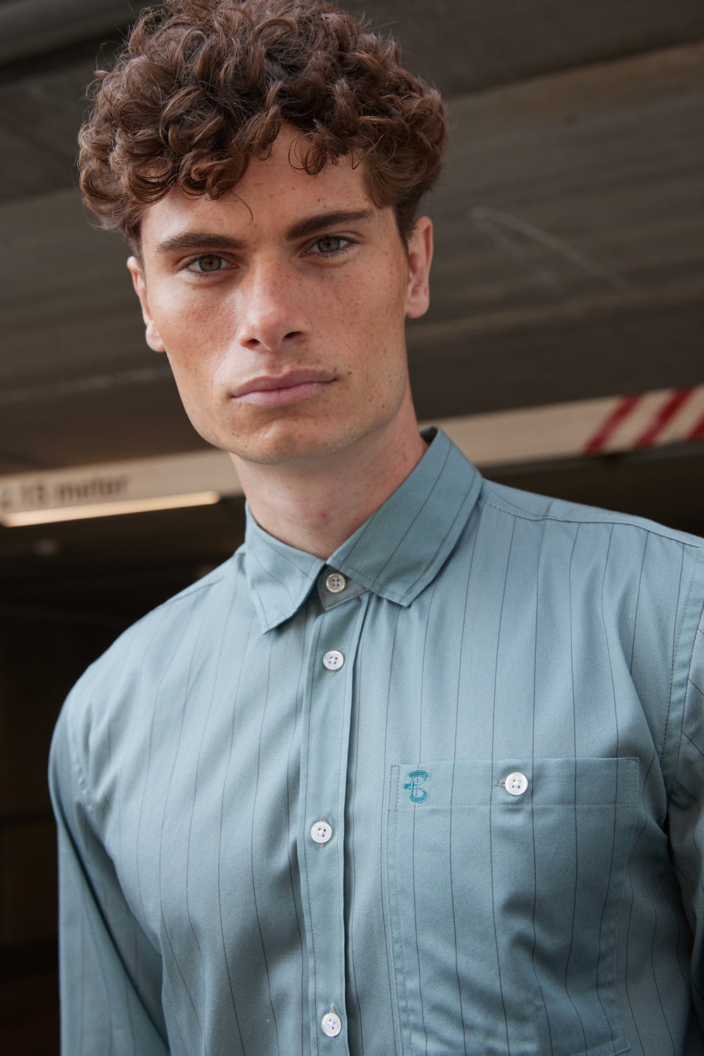 Bruuns Bazaar Men SkyBBLorenzo shirt Skjorter Sage Stripe