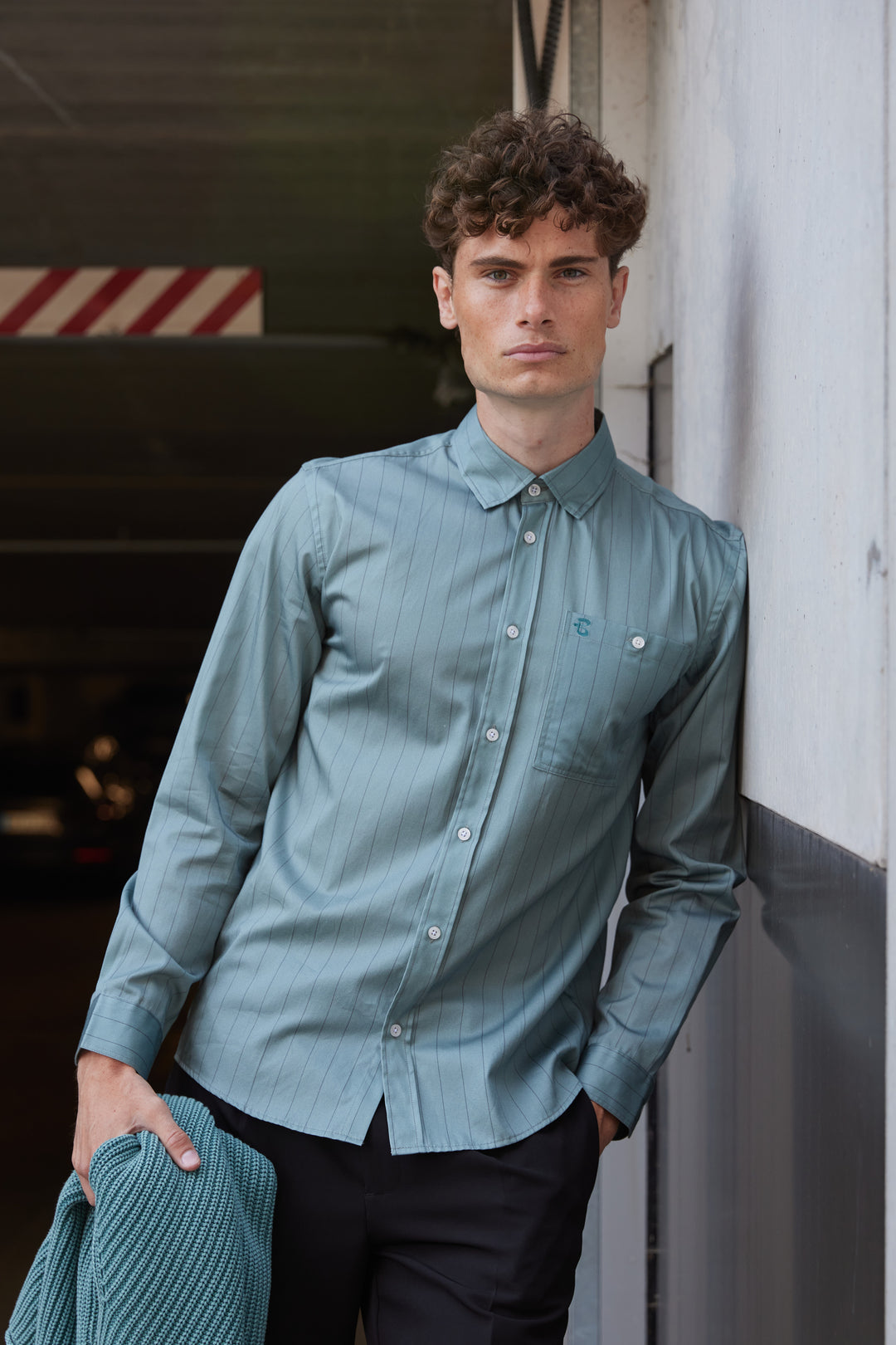 Bruuns Bazaar Men SkyBBLorenzo shirt Skjorter Sage Stripe