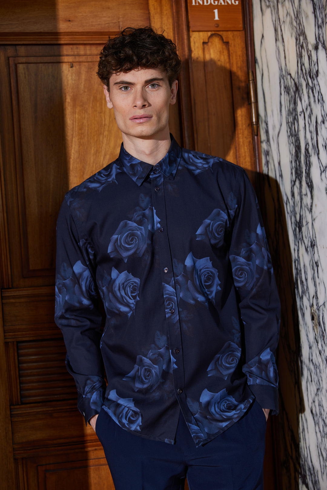 Bruuns Bazaar Men VaniBBGilly shirt Skjorter Blue flower