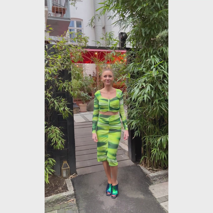 MelaBZDrawsina top - Lime AOP