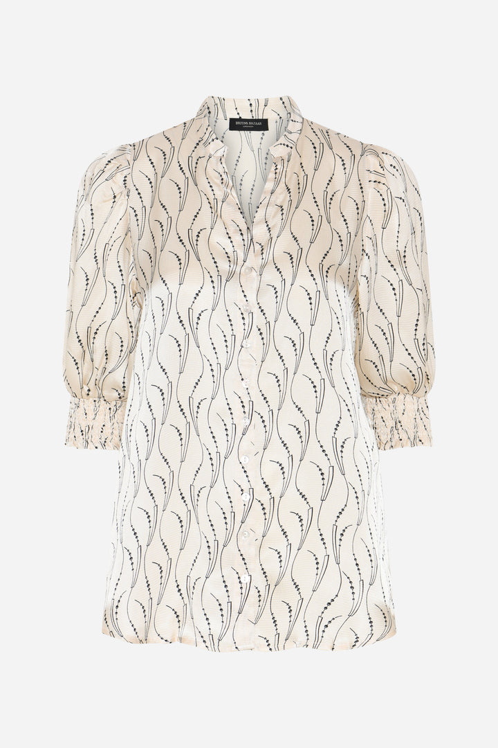 Bruuns Bazaar Women AcaraBBLicys shirt Skjorter Wavy print White cream