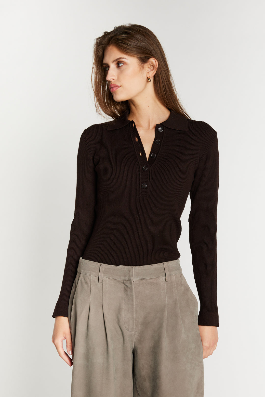 Bruuns Bazaar Women AnemoneBBValea strik polo Strik Chocolate brown