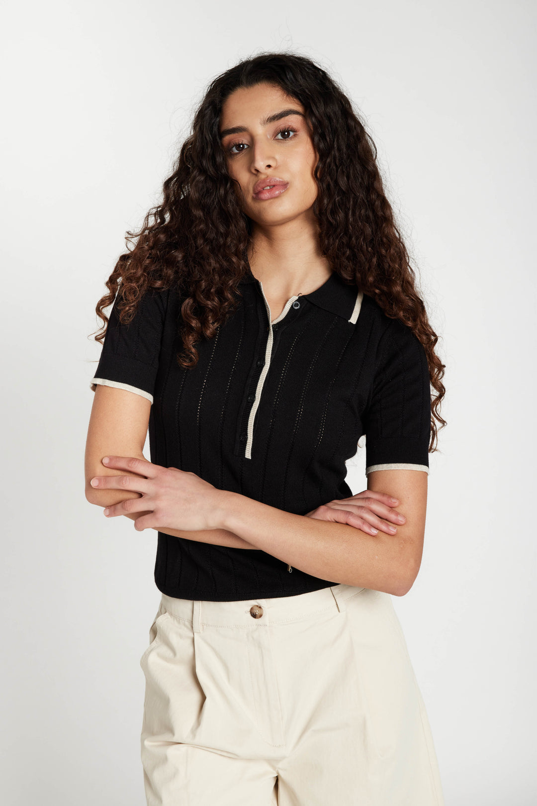 Bruuns Bazaar Women AnemoneBBValnenzia knit polo Strik Black