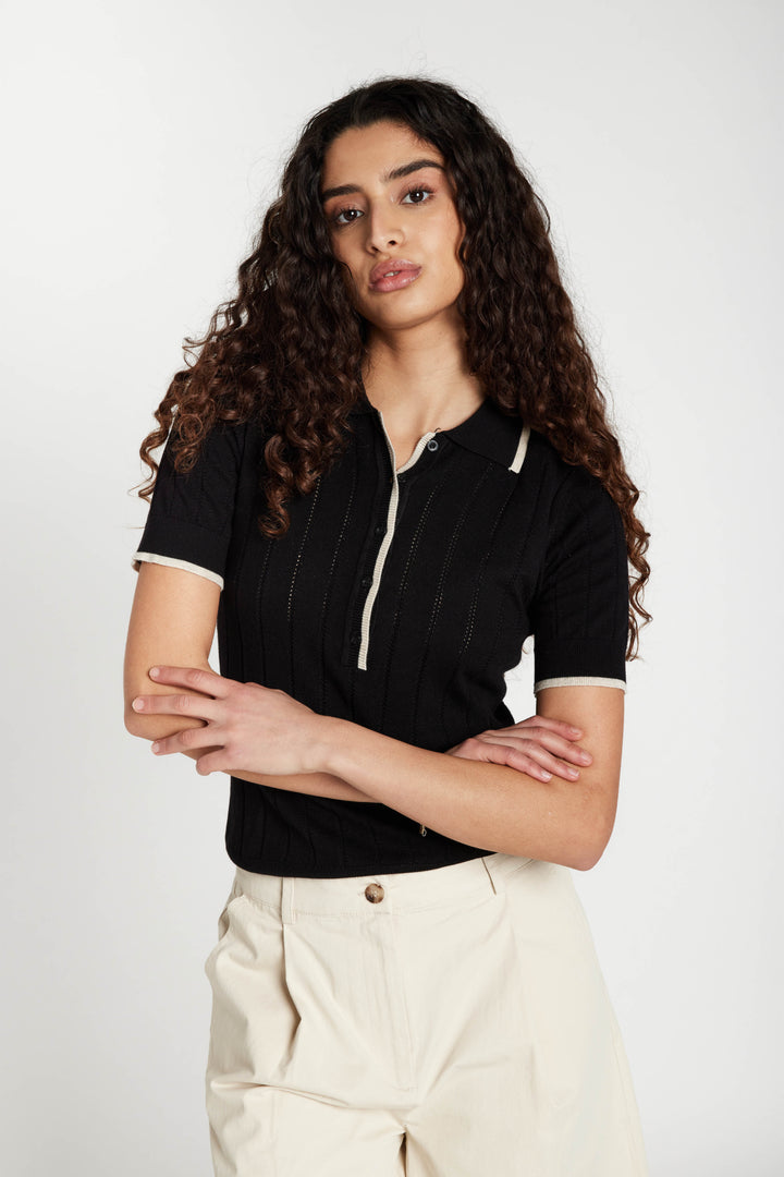 Bruuns Bazaar Women AnemoneBBValnenzia knit polo Strik Black