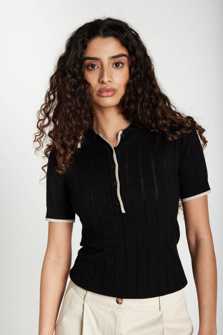 Bruuns Bazaar Women AnemoneBBValnenzia knit polo Strik Black