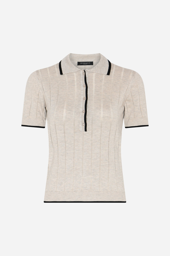 Bruuns Bazaar Women AnemoneBBValnenzia knit polo Strik Sand Melange