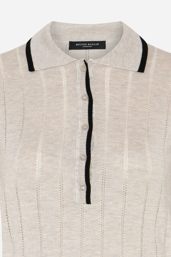 Bruuns Bazaar Women AnemoneBBValnenzia knit polo Strik Sand Melange