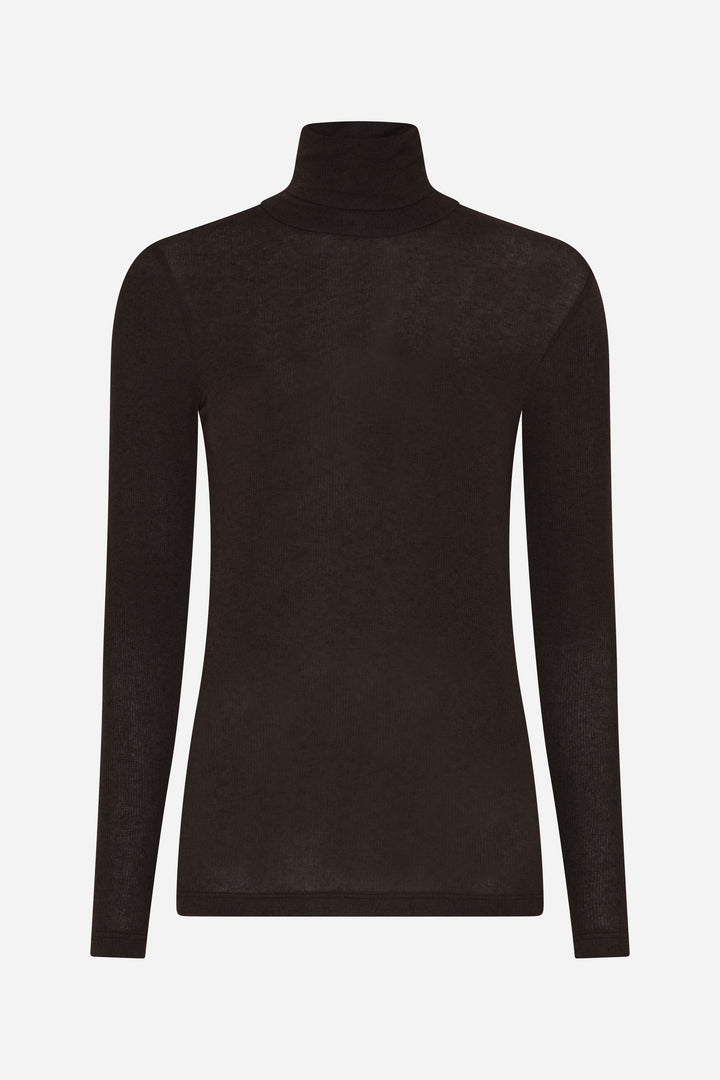 Bruuns Bazaar Women AngelaBB rullekrave T-shirts Dark Brown