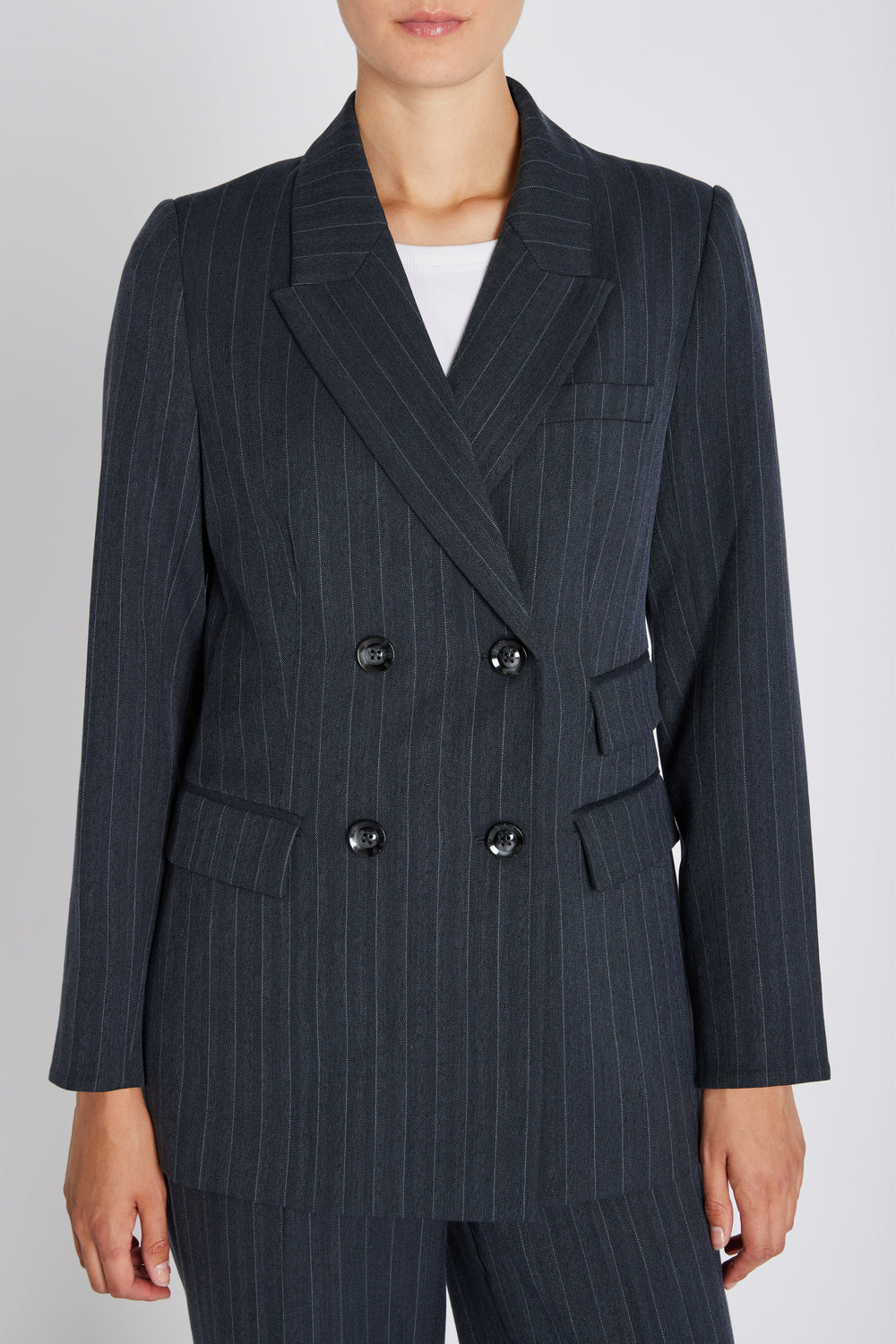 Bruuns Bazaar Women ApricotBBLinda blazer Blazere Herringbone blue pin stripe