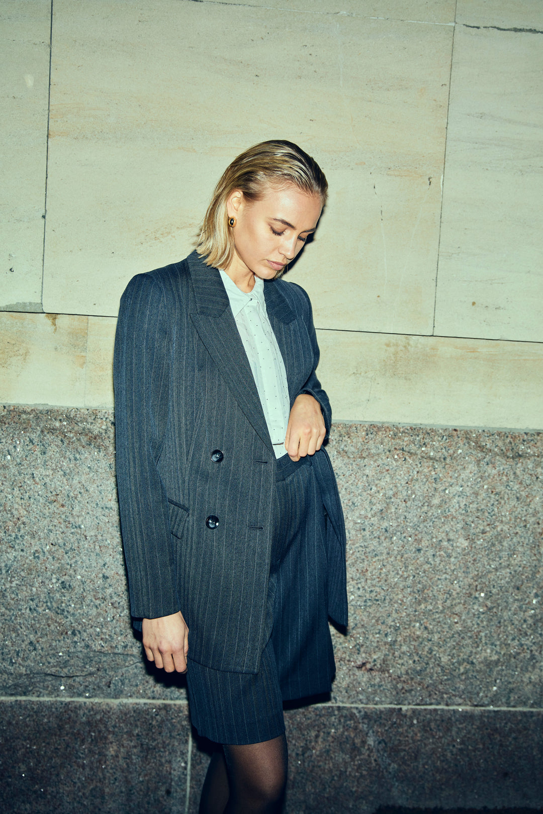 Bruuns Bazaar Women ApricotBBLinda blazer Blazere Herringbone blue pin stripe