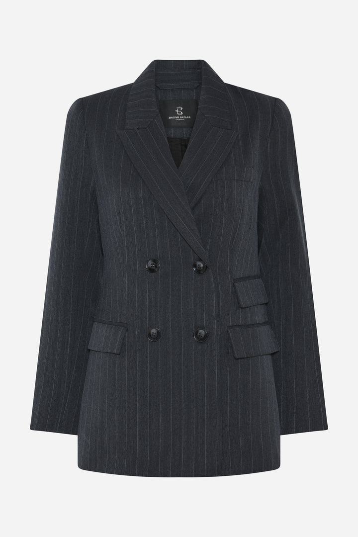 Bruuns Bazaar Women ApricotBBLinda blazer Blazere Herringbone blue pin stripe