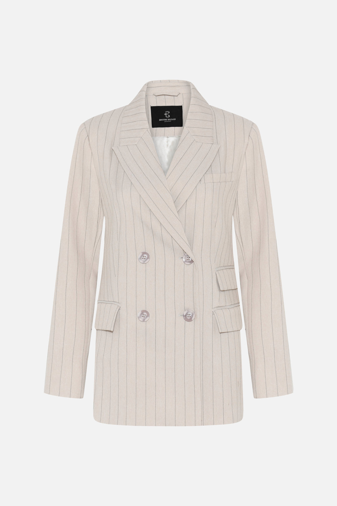 Bruuns Bazaar Women ApricotBBLinda blazer Blazere Light Grey stripes