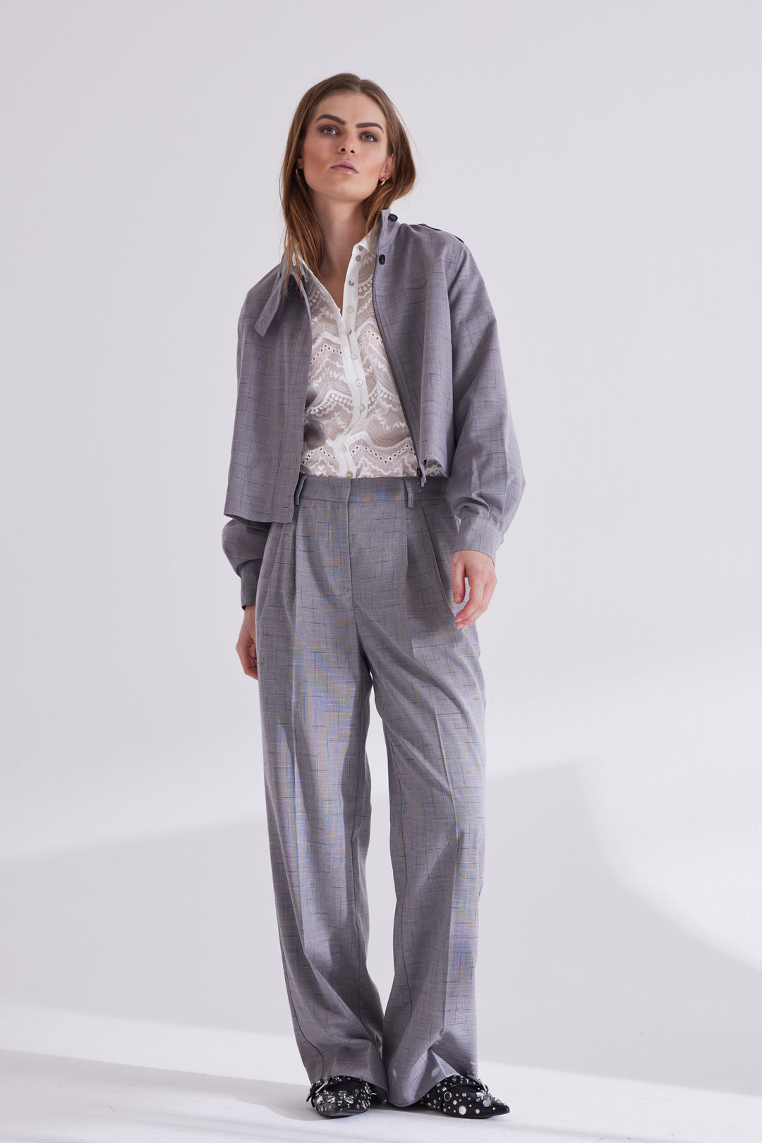 Bruuns Bazaar Women BayBBRicu bukser Pants Grey Check