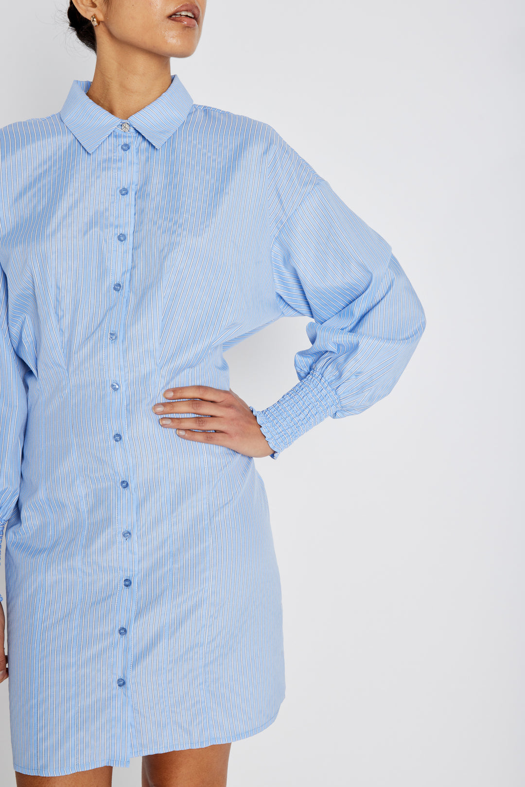 Bruuns Bazaar Women BorassusBBLinne kjole Kjoler Light blue stripe