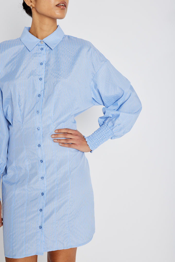 Bruuns Bazaar Women BorassusBBLinne kjole Kjoler Light blue stripe