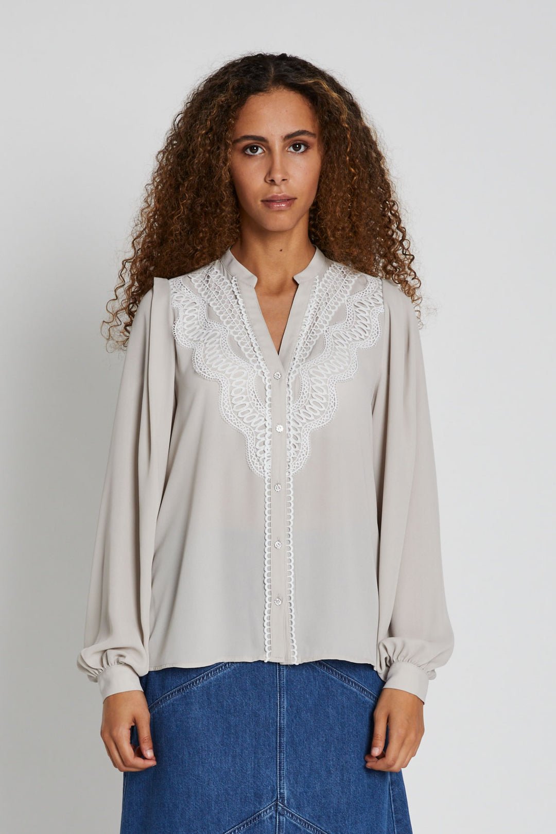 Bruuns Bazaar Women CamillaBBAbenas skjorte Shirts Silver Cloud