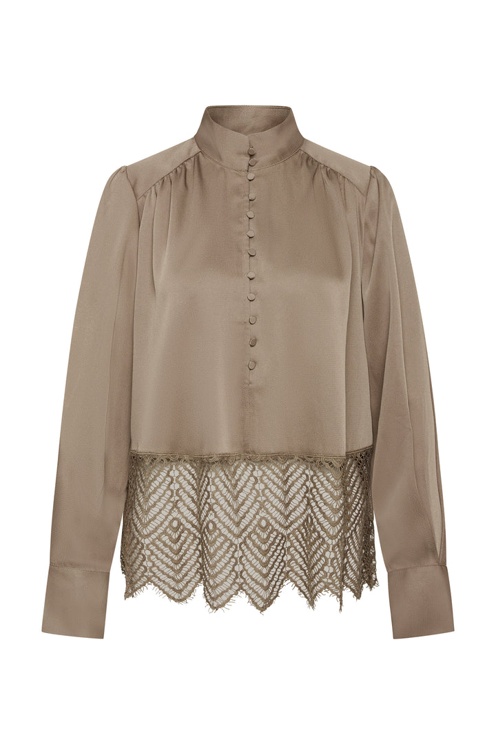 Bruuns Bazaar Women CedarsBBChatrina blouse Bluser Roasted Grey Khaki