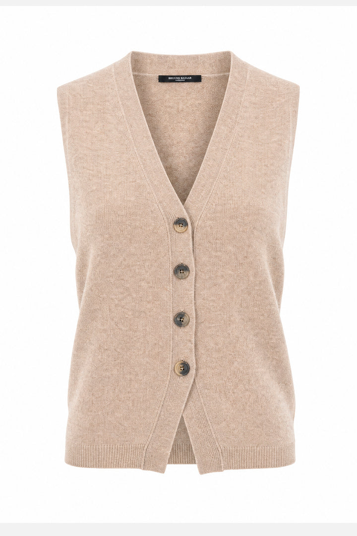Bruuns Bazaar Women ChalinaBBInna strik vest Strik Sand Melange