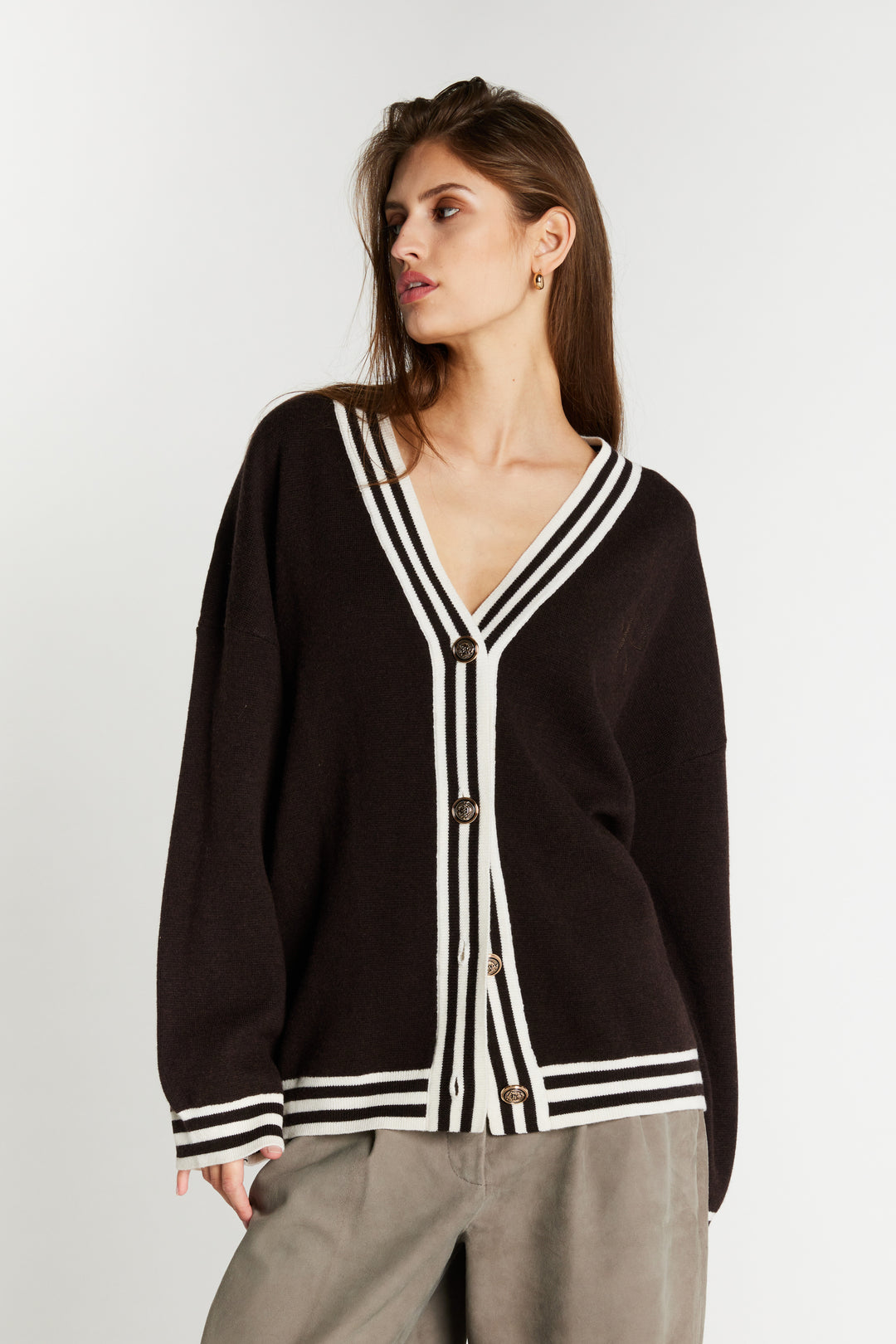 Bruuns Bazaar Women ChalinaBBSira strik cardigan Strik Dark Brown