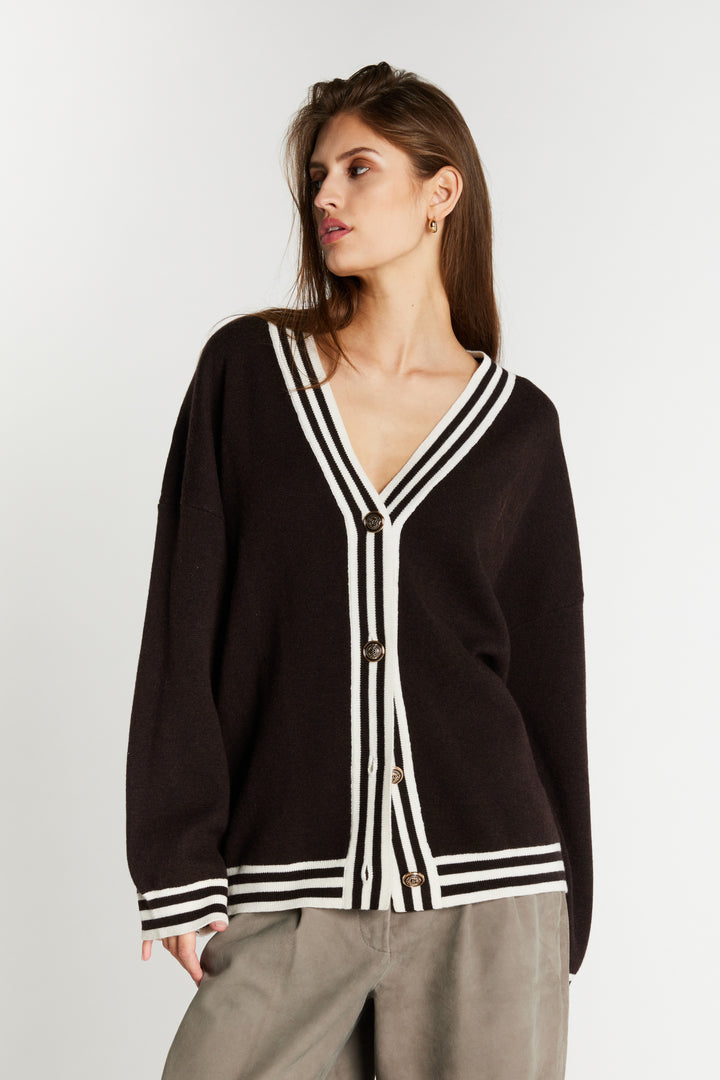 Bruuns Bazaar Women ChalinaBBSira strik cardigan Strik Dark Brown