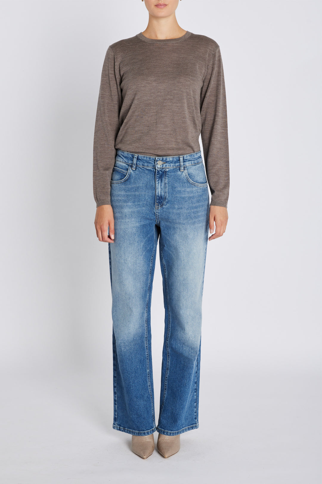 Bruuns Bazaar Women CharleneBB Round Neck Strik Concrete melange