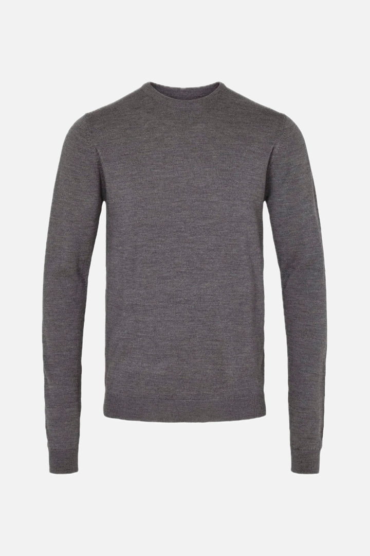 Bruuns Bazaar Men CharlesBB Crew Neck Strik Mid grey mel