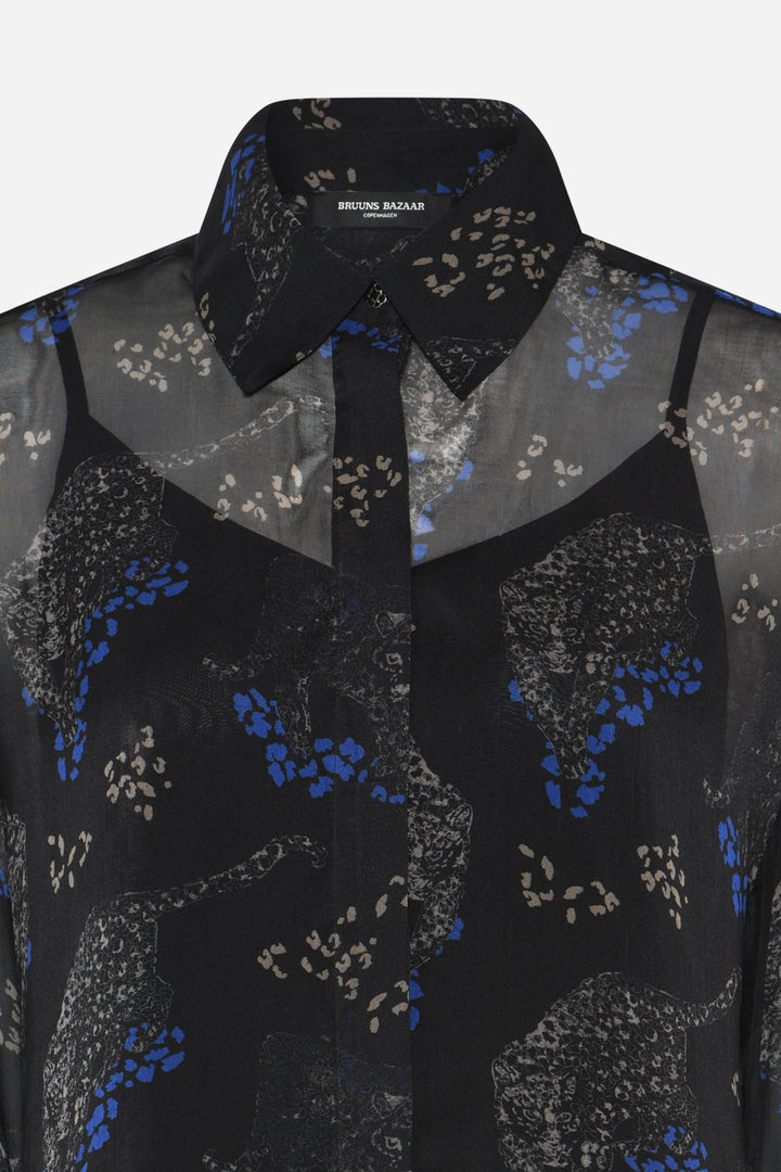 Bruuns Bazaar Women ChionoBBAgata skjorte Skjorter Black Blue leopard print