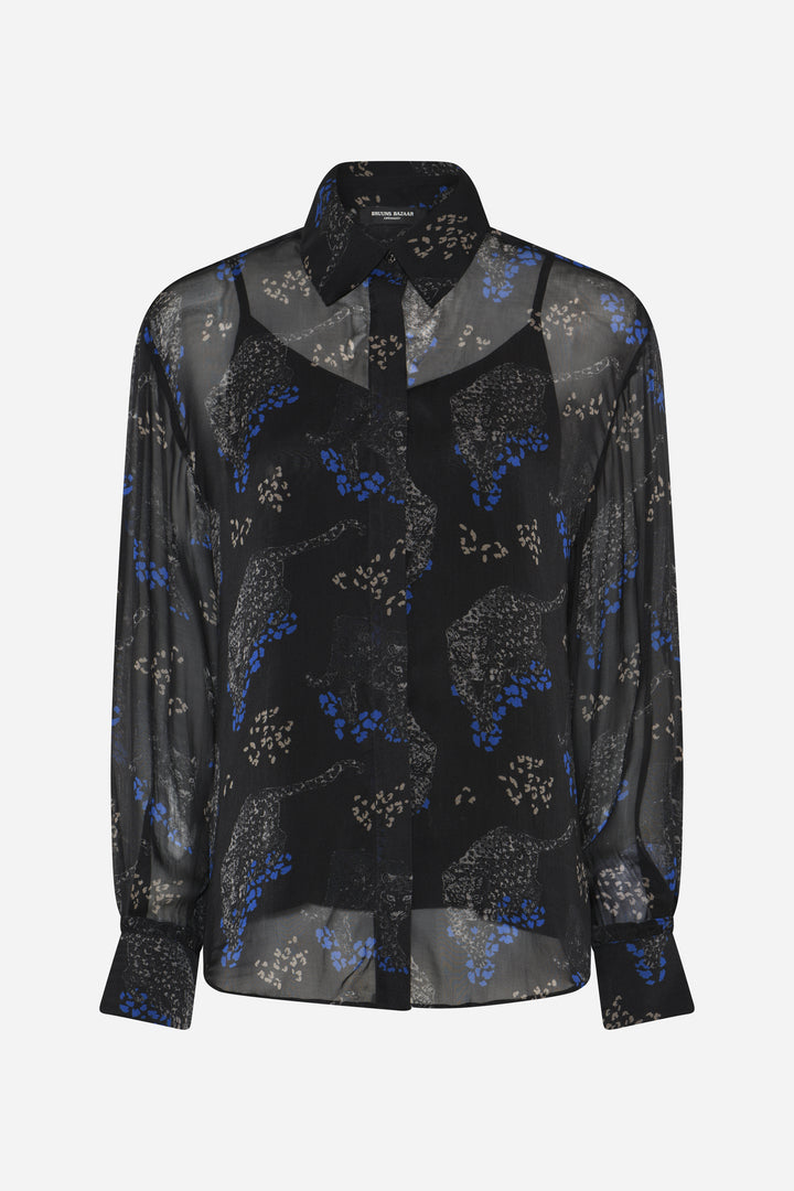 Bruuns Bazaar Women ChionoBBAgata skjorte Skjorter Black Blue leopard print