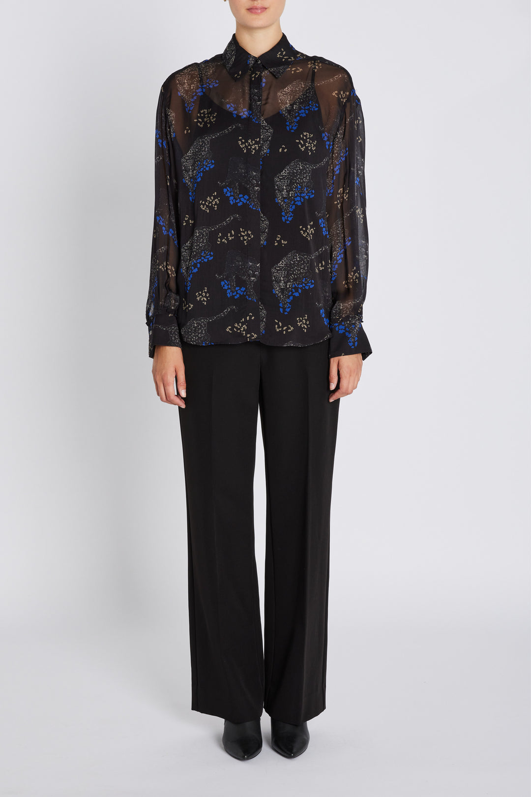 Bruuns Bazaar Women ChionoBBAgata skjorte Skjorter Black Blue leopard print