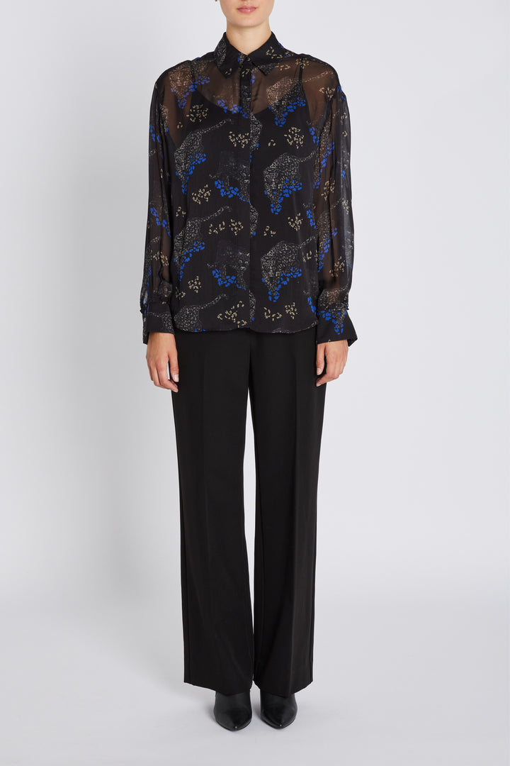Bruuns Bazaar Women ChionoBBAgata skjorte Skjorter Black Blue leopard print