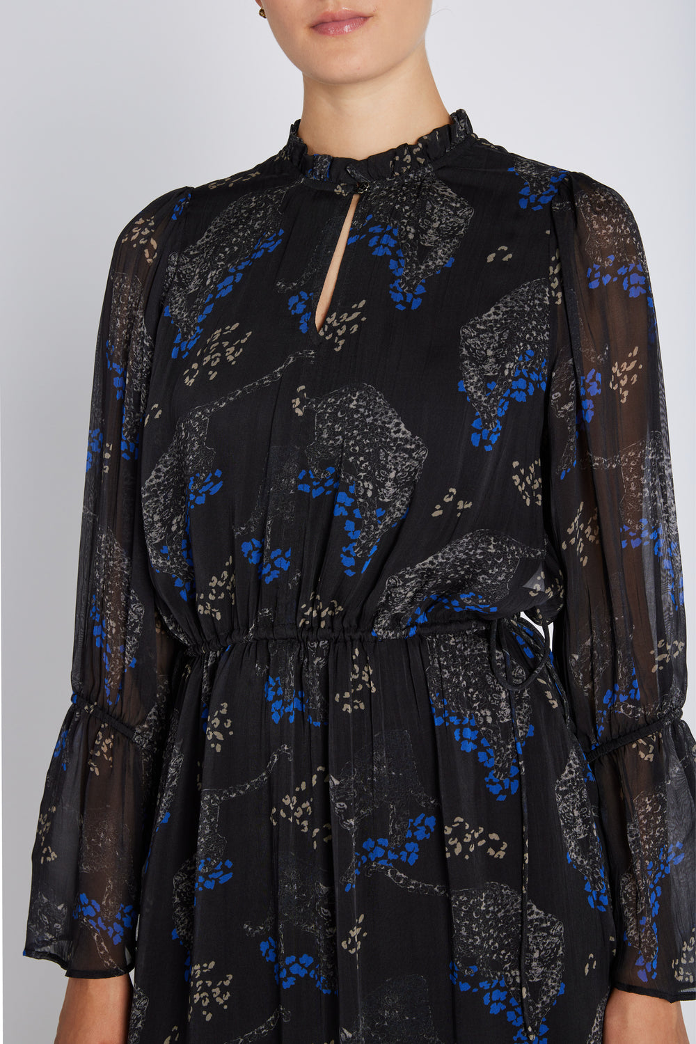 Bruuns Bazaar Women ChionoBBLissa kjole Kjoler Black Blue leopard print