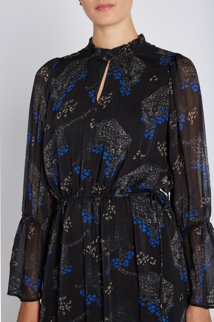 Bruuns Bazaar Women ChionoBBLissa kjole Kjoler Black Blue leopard print