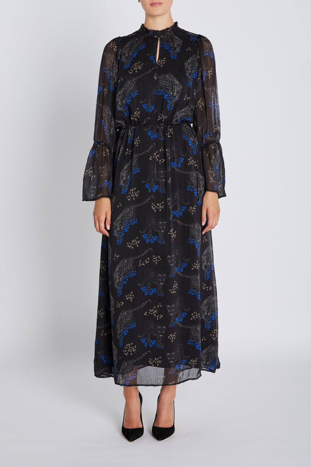 Bruuns Bazaar Women ChionoBBLissa kjole Kjoler Black Blue leopard print