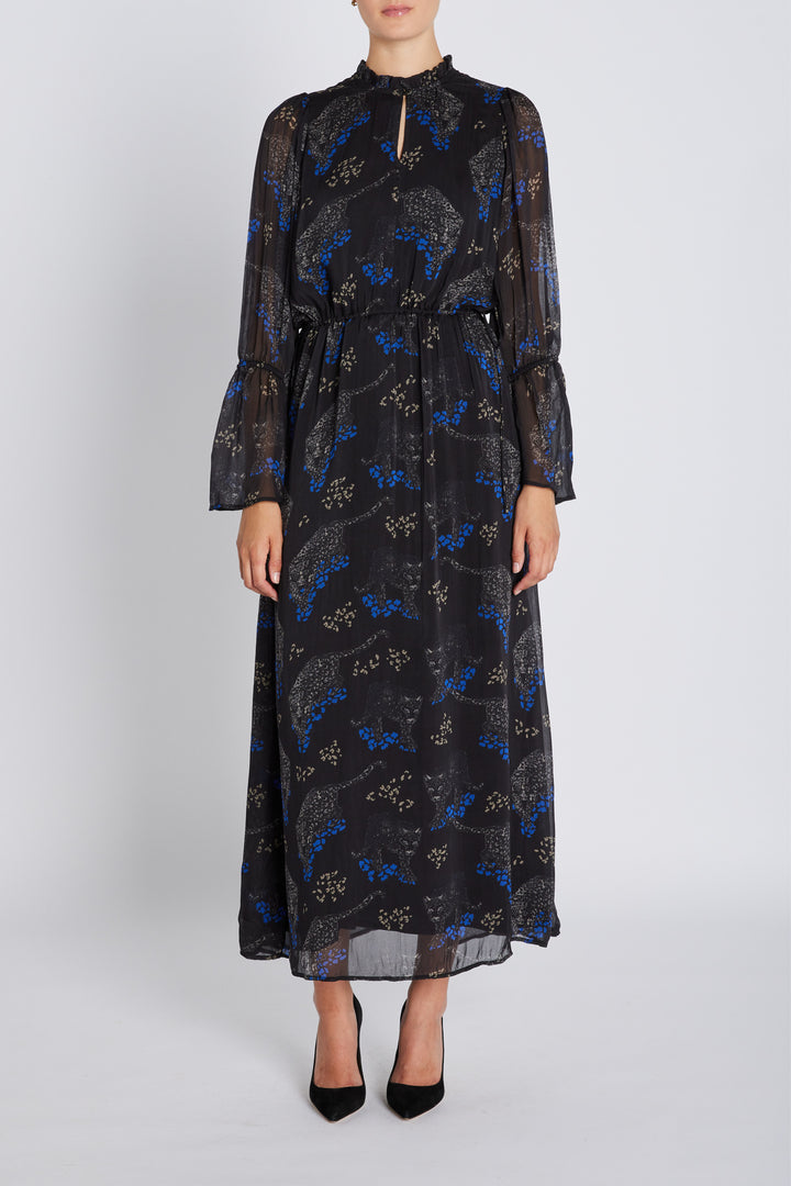 Bruuns Bazaar Women ChionoBBLissa kjole Kjoler Black Blue leopard print