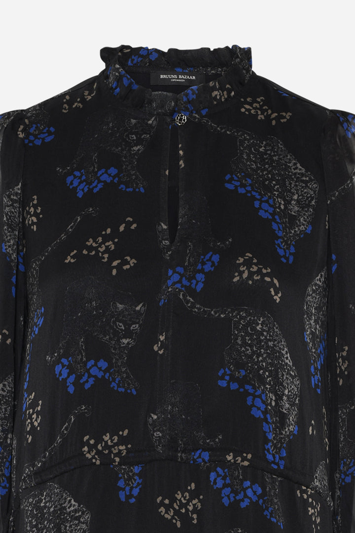 Bruuns Bazaar Women ChionoBBLissa kjole Kjoler Black Blue leopard print