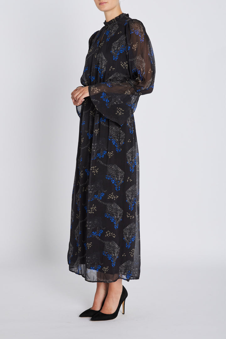 Bruuns Bazaar Women ChionoBBLissa kjole Kjoler Black Blue leopard print