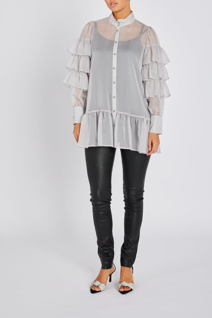 Bruuns Bazaar Women CoakumBBViri lang skjorte Skjorter Light Grey