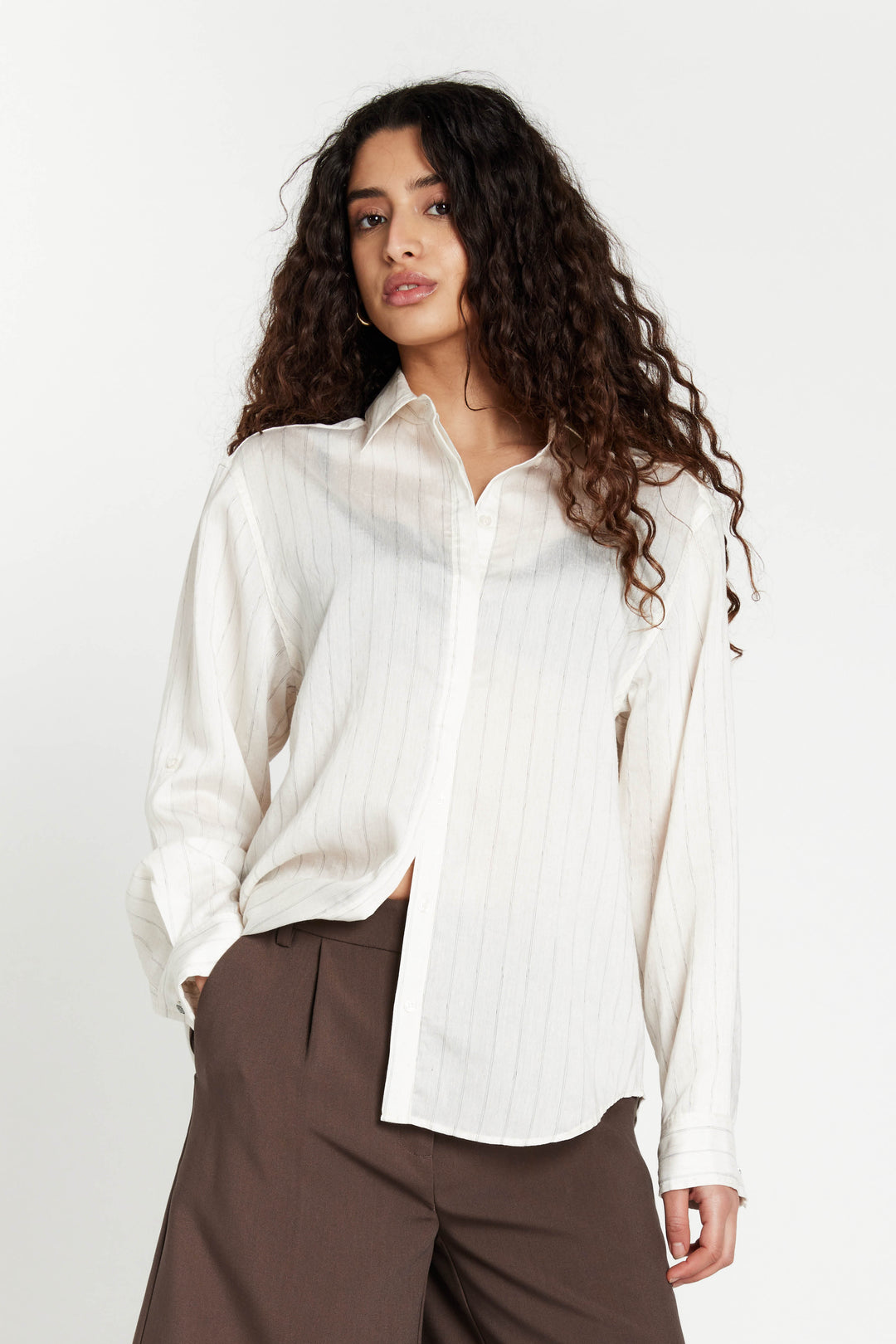 Bruuns Bazaar Women CoccoBBAgatah shirt Skjorter Snow white with black stripe