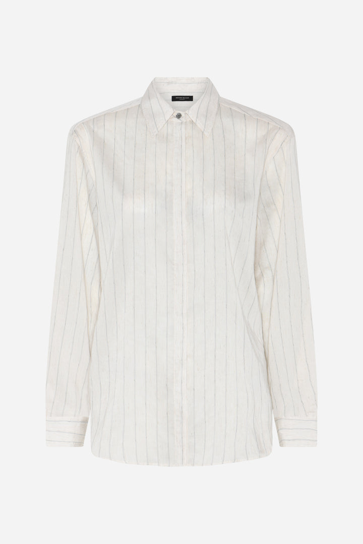 Bruuns Bazaar Women CoccoBBAgatah shirt Skjorter Snow white with black stripe