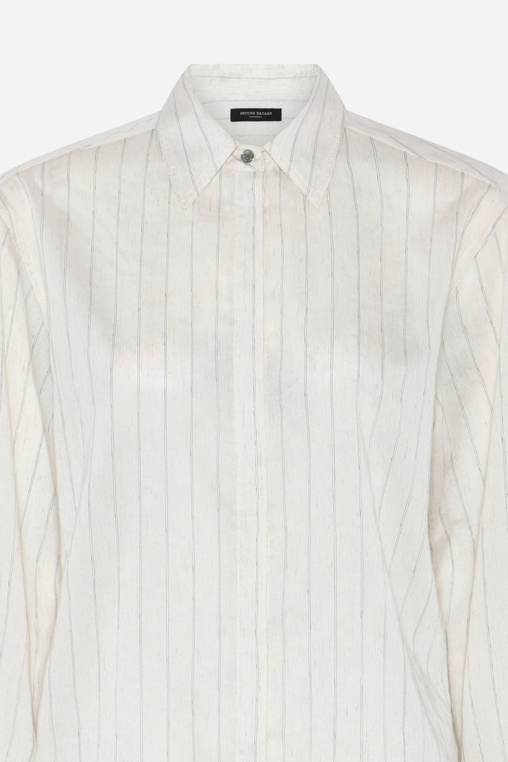 Bruuns Bazaar Women CoccoBBAgatah shirt Skjorter Snow white with black stripe
