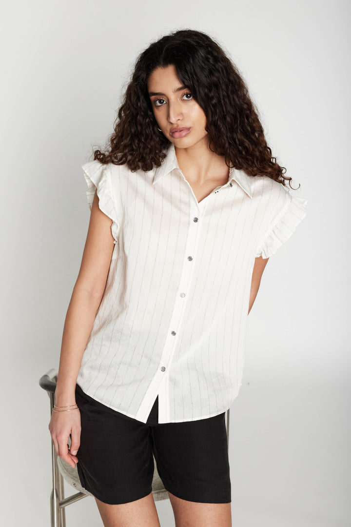 Bruuns Bazaar Women CoccoBBBilla shirt Skjorter Snow white with black stripe