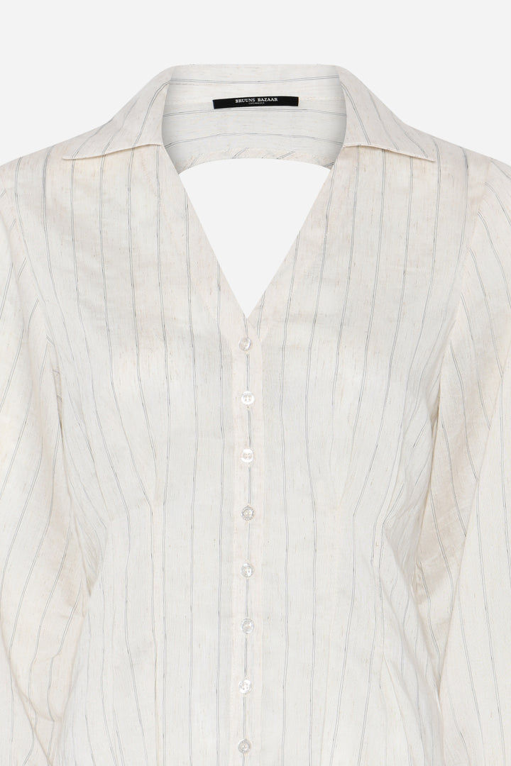 Bruuns Bazaar Women CoccoBBViona shirt Skjorter Snow white with black stripe