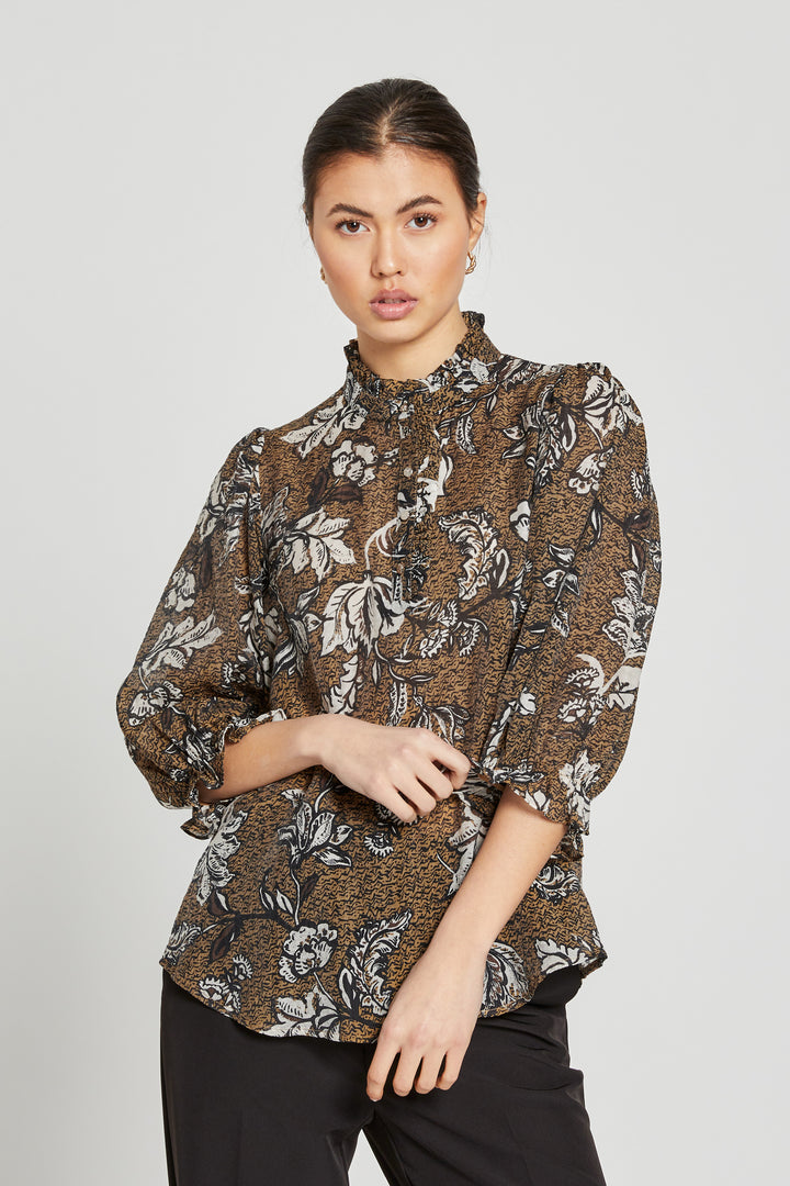 Bruuns Bazaar Women DuscleBBMorea bluse blouse Brown flower print