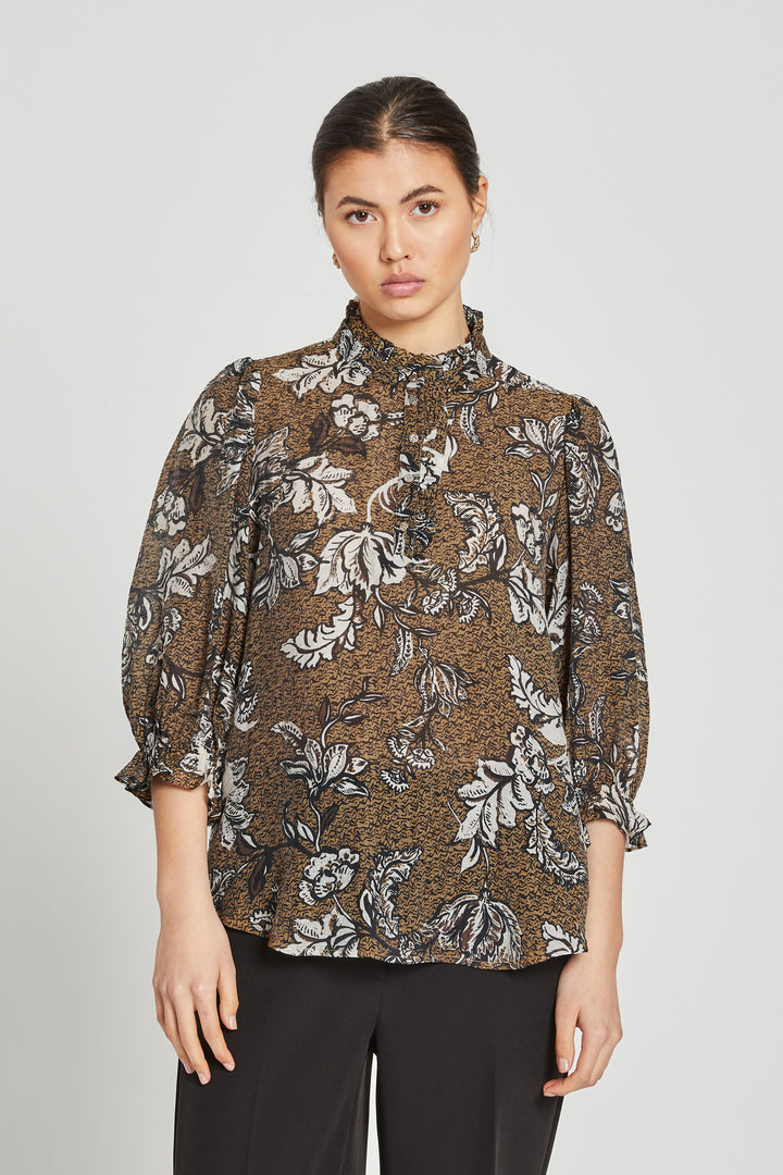 Bruuns Bazaar Women DuscleBBMorea bluse blouse Brown flower print