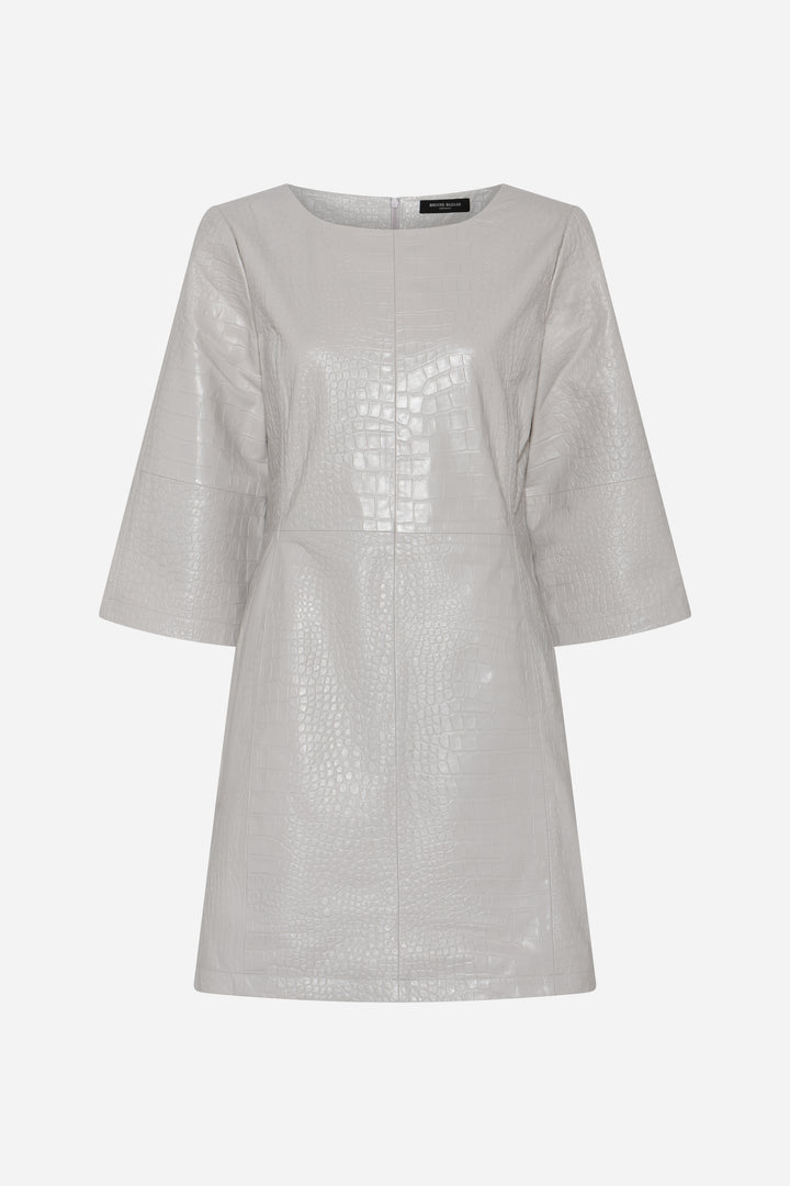 Bruuns Bazaar Women EmbossedBBNutali læderkjole Kjoler Silver Cloud