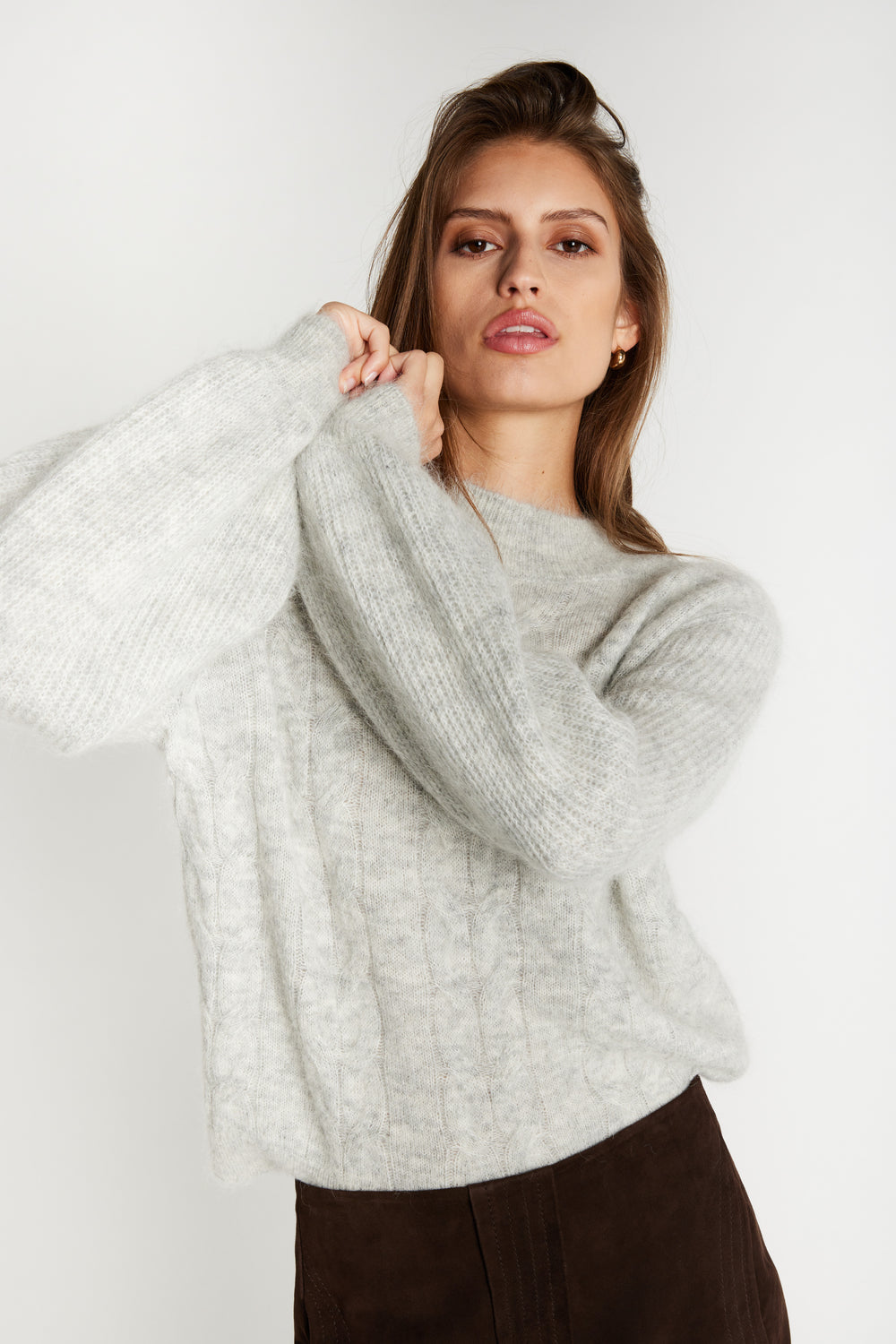 Bruuns Bazaar Women FluffyBBAmandra strik Strik Light grey melange
