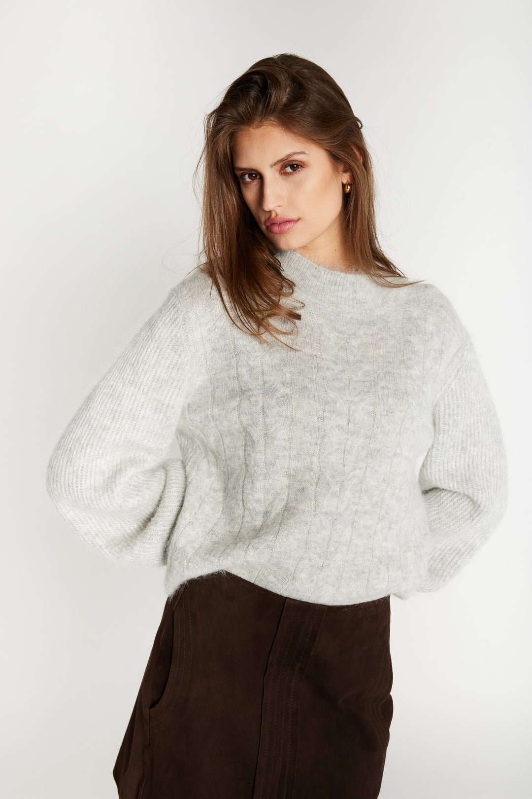 Bruuns Bazaar Women FluffyBBAmandra strik Strik Light grey melange