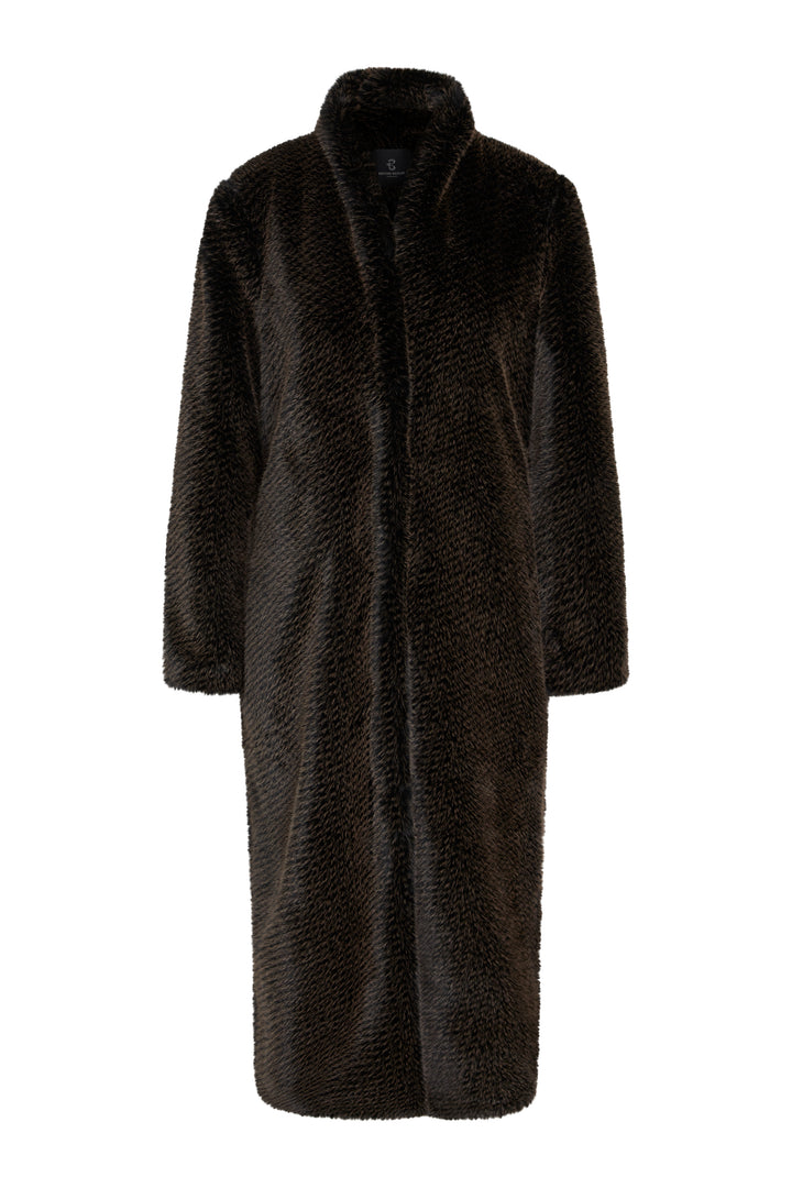 Bruuns Bazaar Women FurryBBCasala coat Outerwear Dark Brown